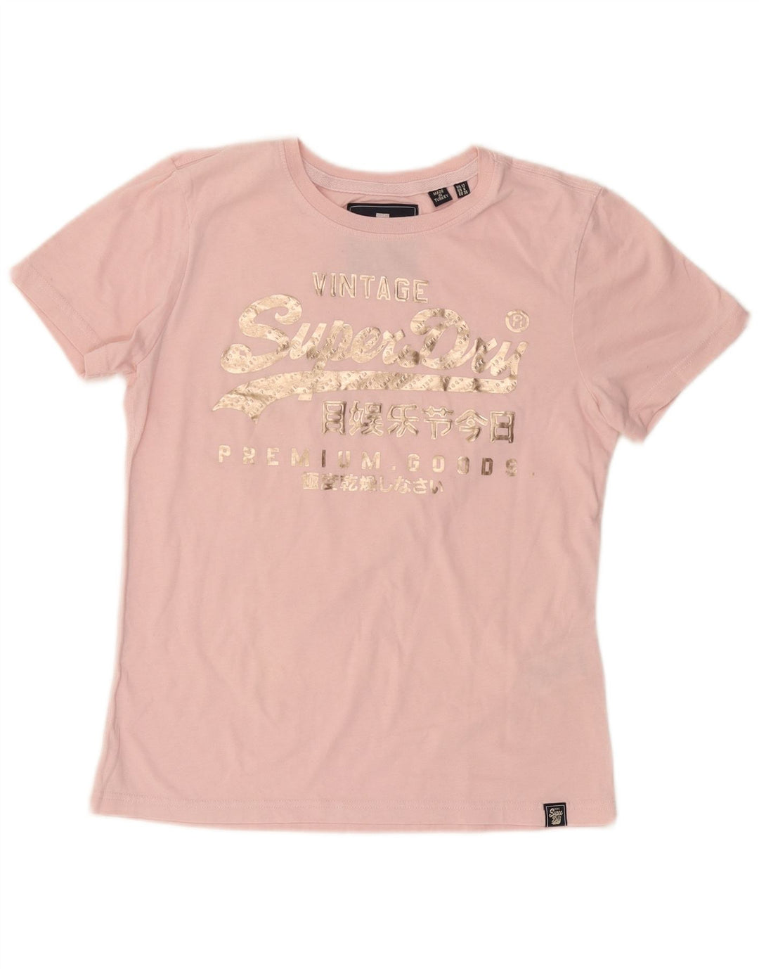 Camiseta feminina SUPERDRY com estampa gráfica UK 10 algodão rosa pequeno