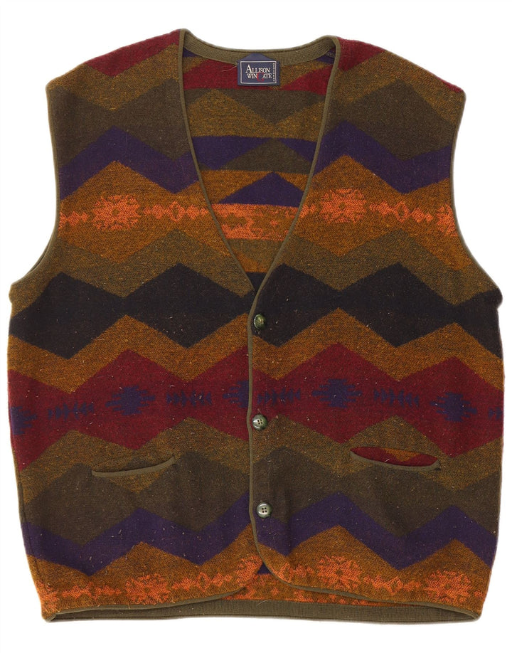 Suéter cardigã masculino ALLISON WINGATE grande multicolorido Fair Isle