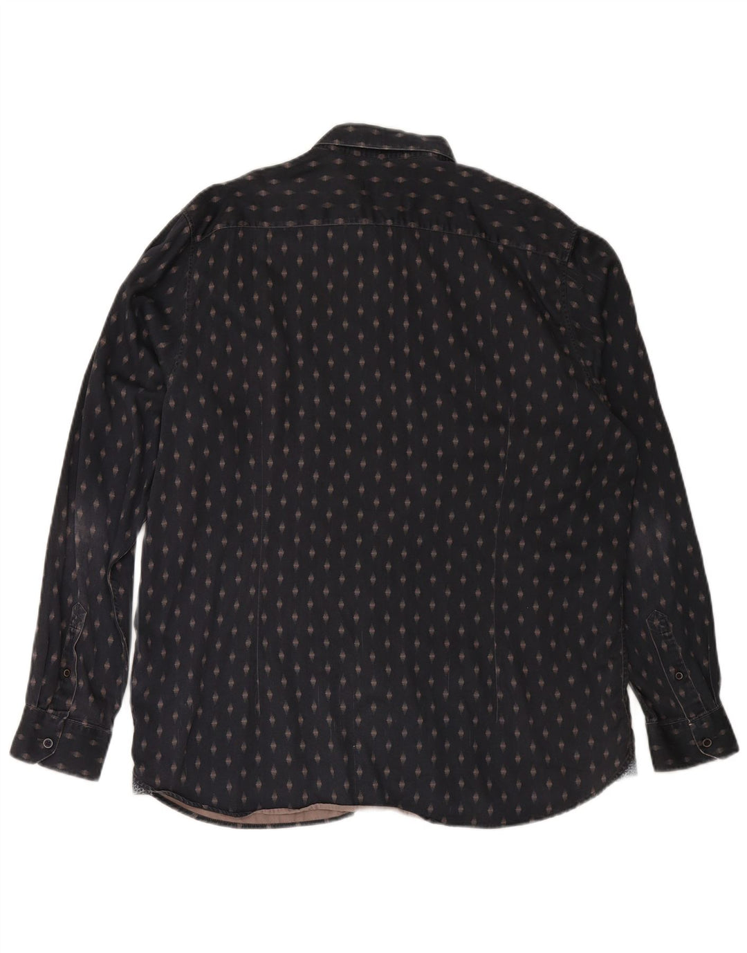 Camisa masculina TED BAKER tamanho 7 3XL algodão geométrico azul marinho