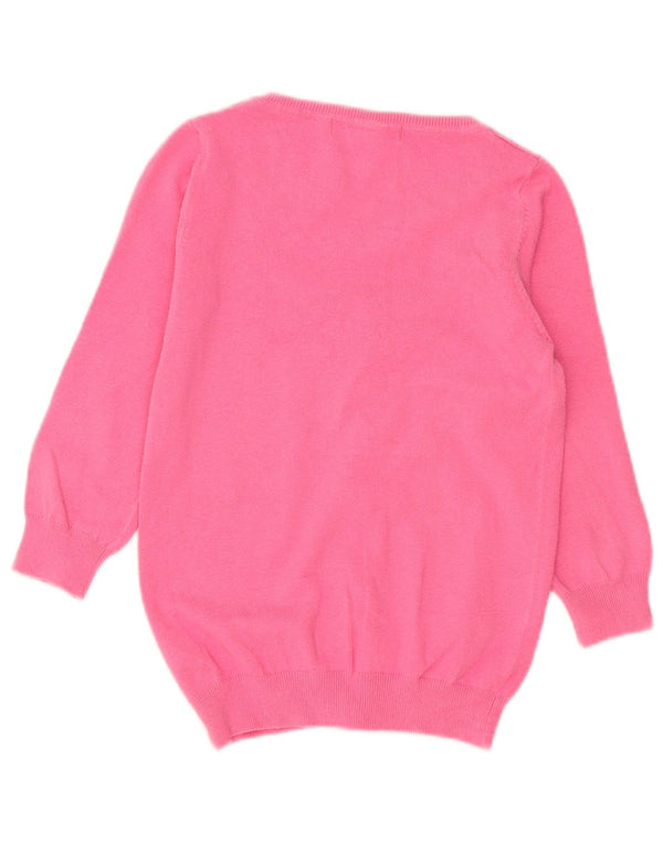 Suéter cardigã feminino Zara manga 3/4 Reino Unido 10 pequeno algodão rosa