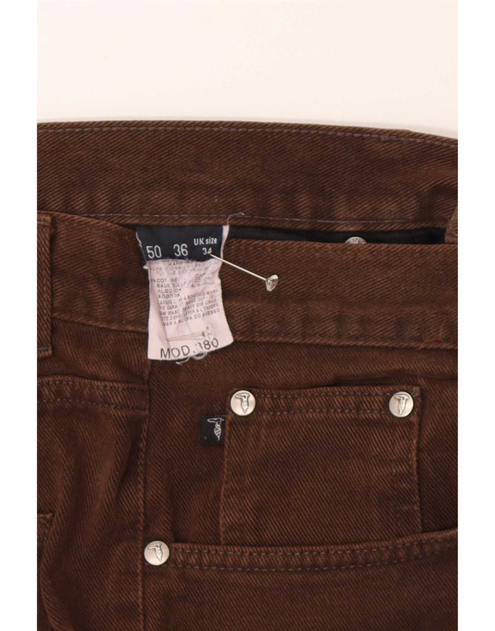 Trussardi Calça jeans reta masculina W34 L30 algodão marrom