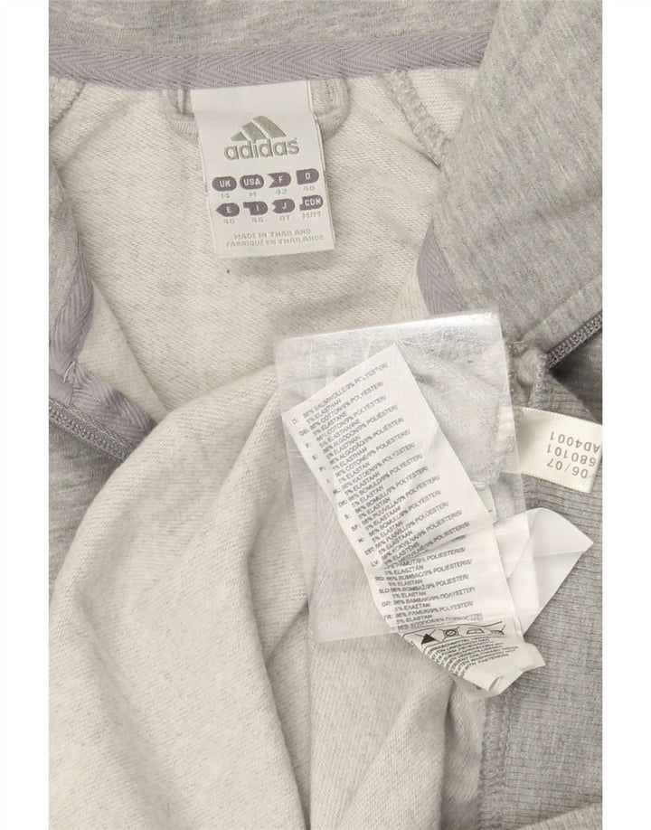 ADIDAS Womens Graphic Tracksuit Top Jacket UK 14 Médio Cinza Algodão