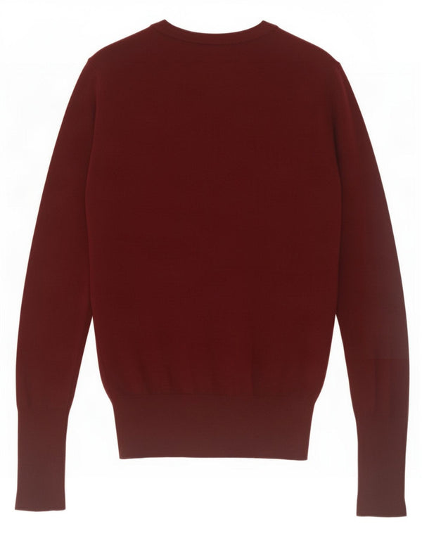 Zara Suéter feminino com gola redonda, Reino Unido 10 Pequeno Borgonha