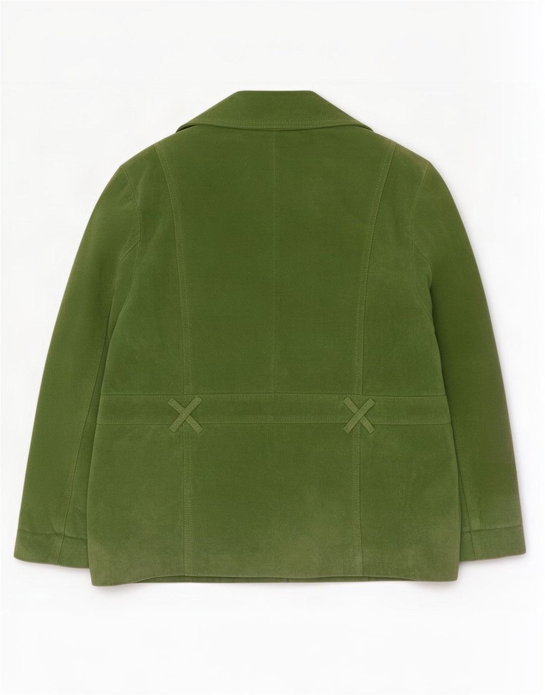 Jaqueta blazer feminina vintage de camurça com 4 botões Reino Unido 20 2XL couro verde