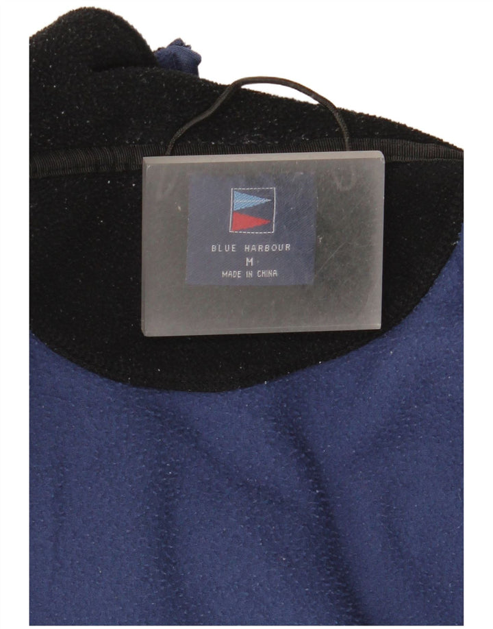 Suéter de lã masculino Marks & Spencer Blue Harbor com zíper e gola média azul marinho