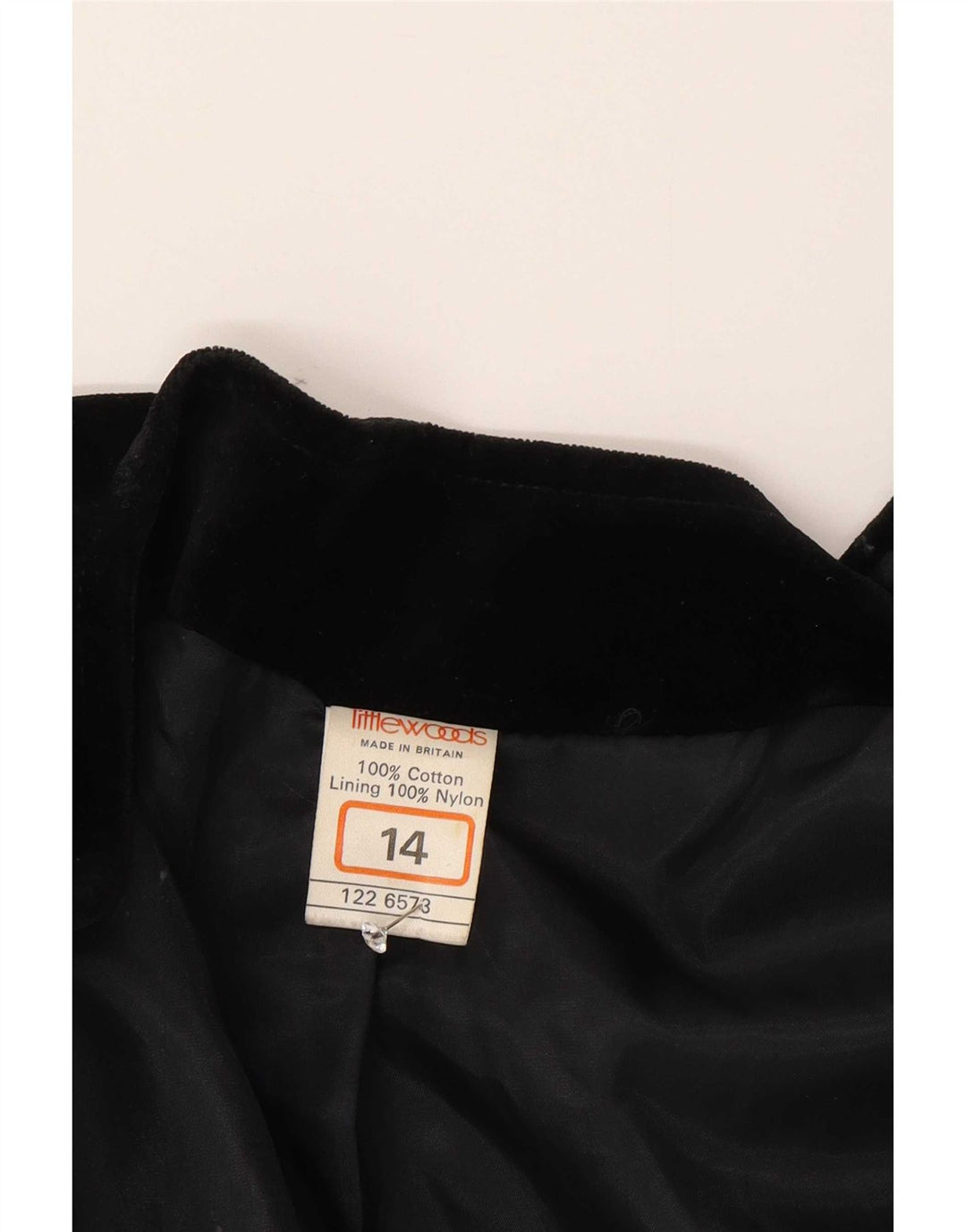 Jaqueta blazer oversized de veludo feminino vintage Reino Unido 14 algodão preto médio