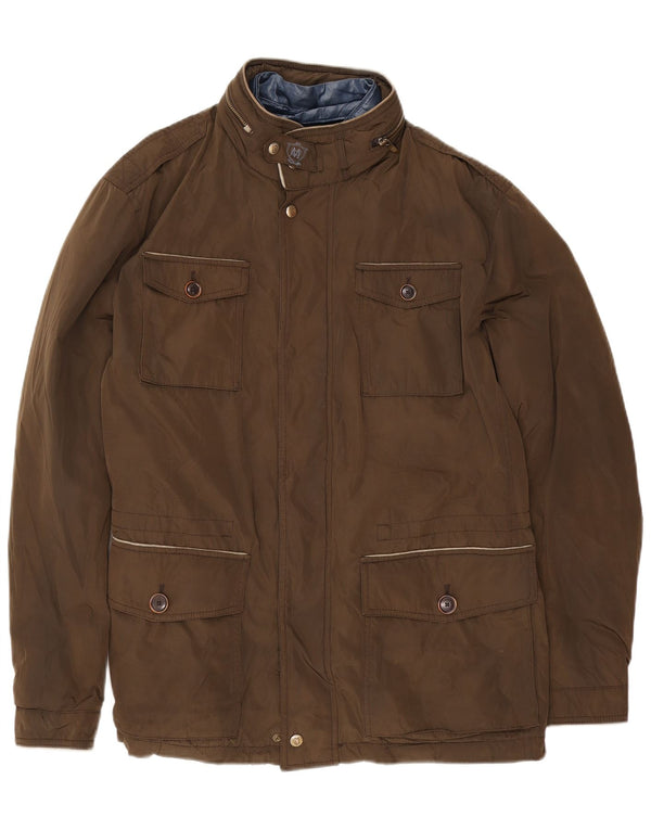 Casaco corta-vento masculino Massimo Dutti militar com capuz Reino Unido 44 2XL marrom