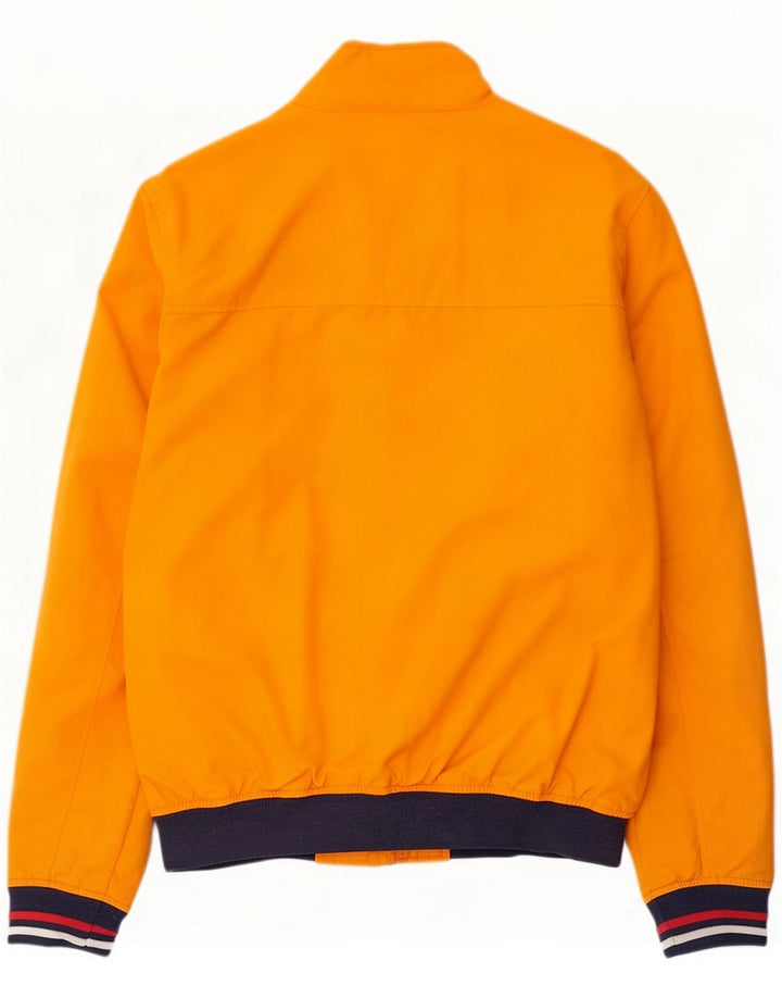 Tommy Hilfiger Mens Bomber Jacket UK 38 Medium Orange Colourblock Poliamida