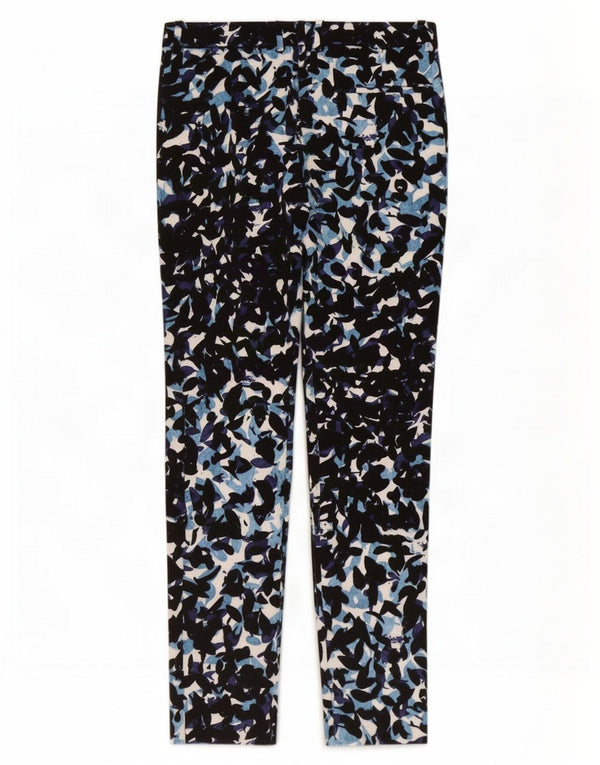 Zara Womens Abstract Pattern Slim Cropped Trousers XS W24 L26 Blue Floral