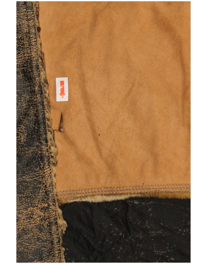 Jaqueta masculina Sherpa ENERGIE UK 40 grande marrom patchwork algodão