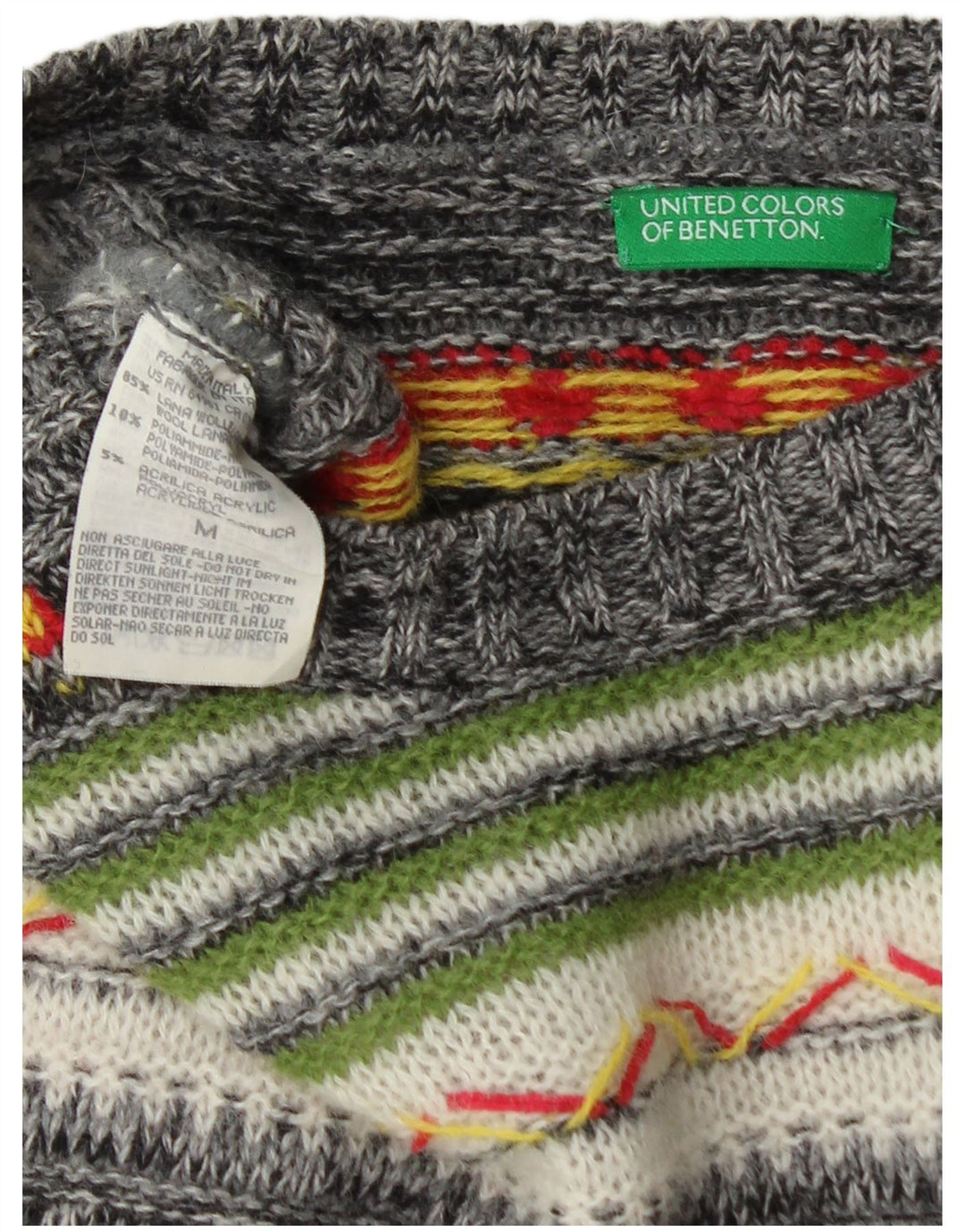 Suéter masculino BENETTON com gola alta e listrado médio multicolorido