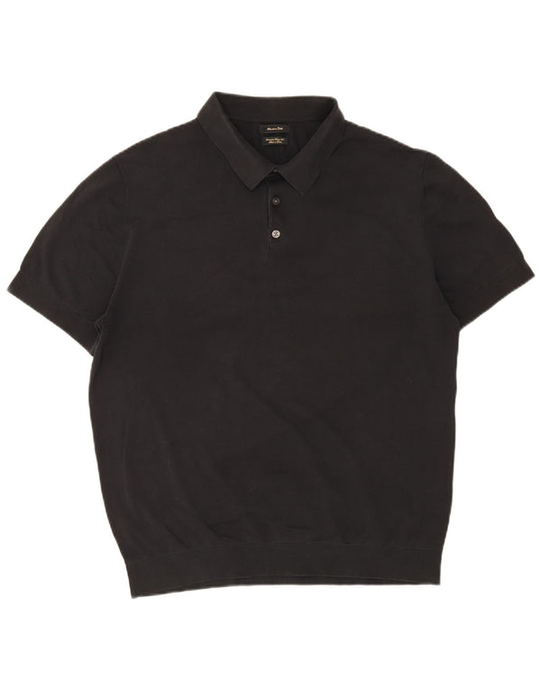 Camisa polo masculina Massimo Dutti grande algodão preto