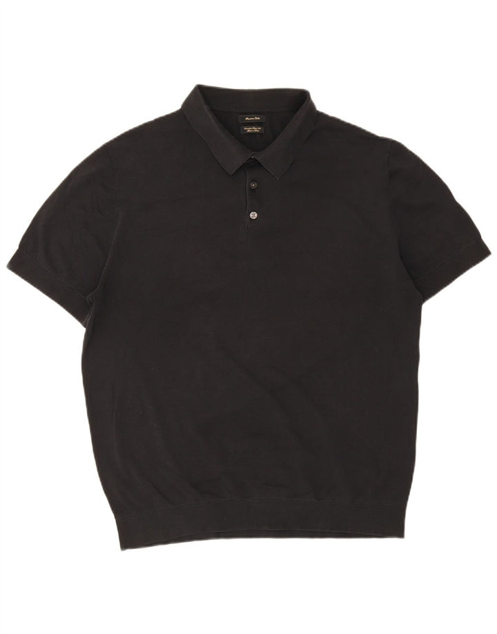 Camisa polo masculina Massimo Dutti grande algodão preto
