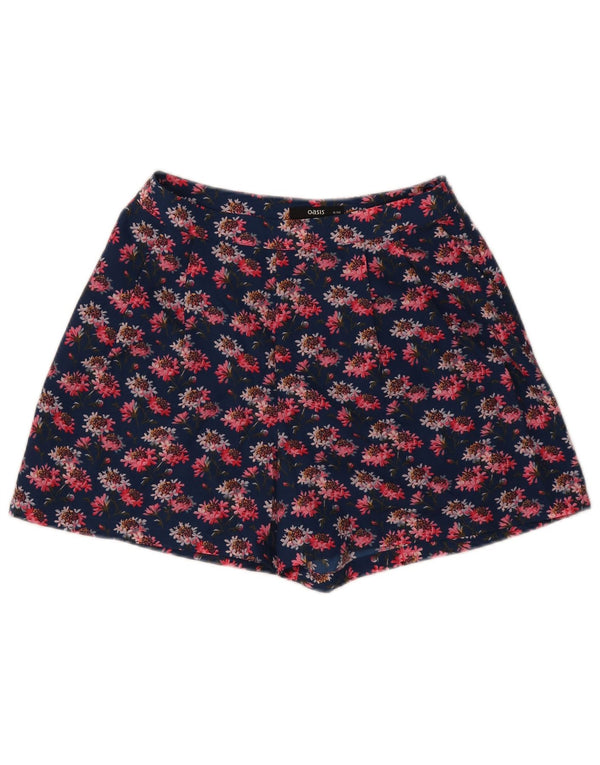 Shorts casual feminino Oasis Pegged UK 8 pequeno W26 azul marinho poliéster floral