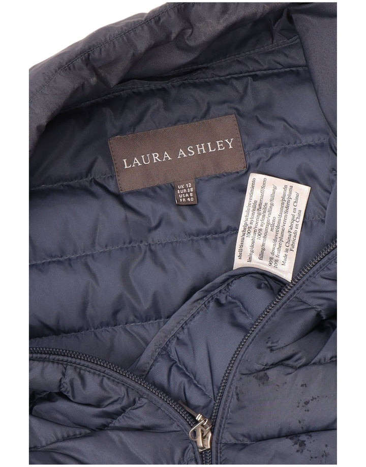 LAURA ASHLEY Womens Padded Jacket UK 12 Medium Navy Blue Polyester