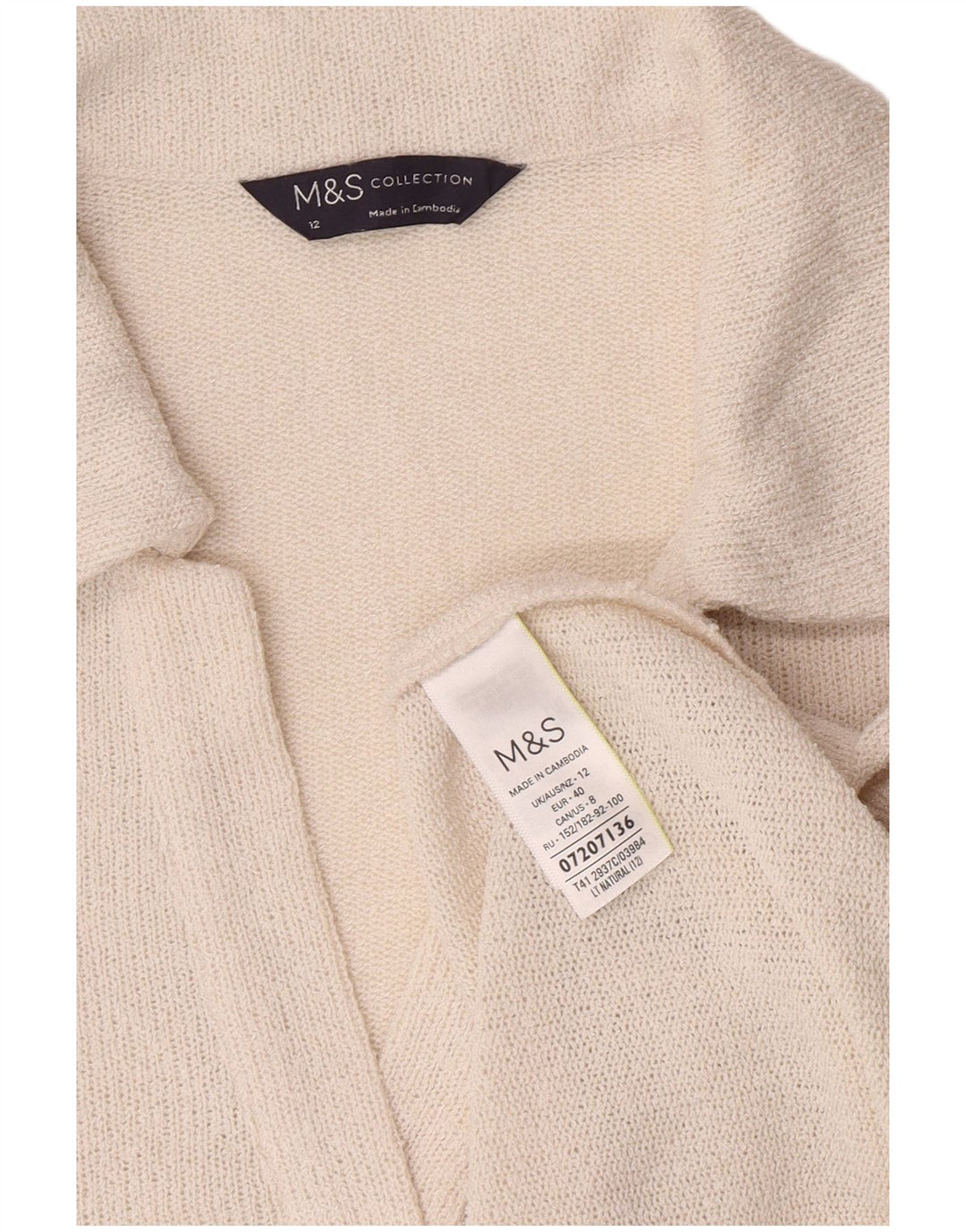 Camisa pólo feminina Marks & Spencer Reino Unido 12 poliéster branco médio
