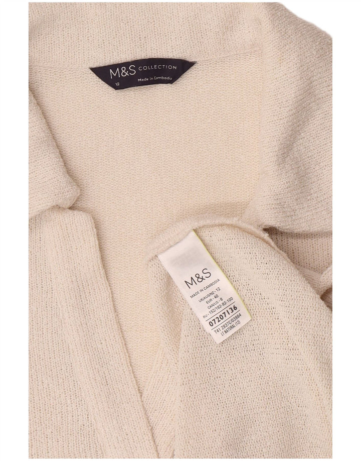 Camisa pólo feminina Marks & Spencer Reino Unido 12 poliéster branco médio
