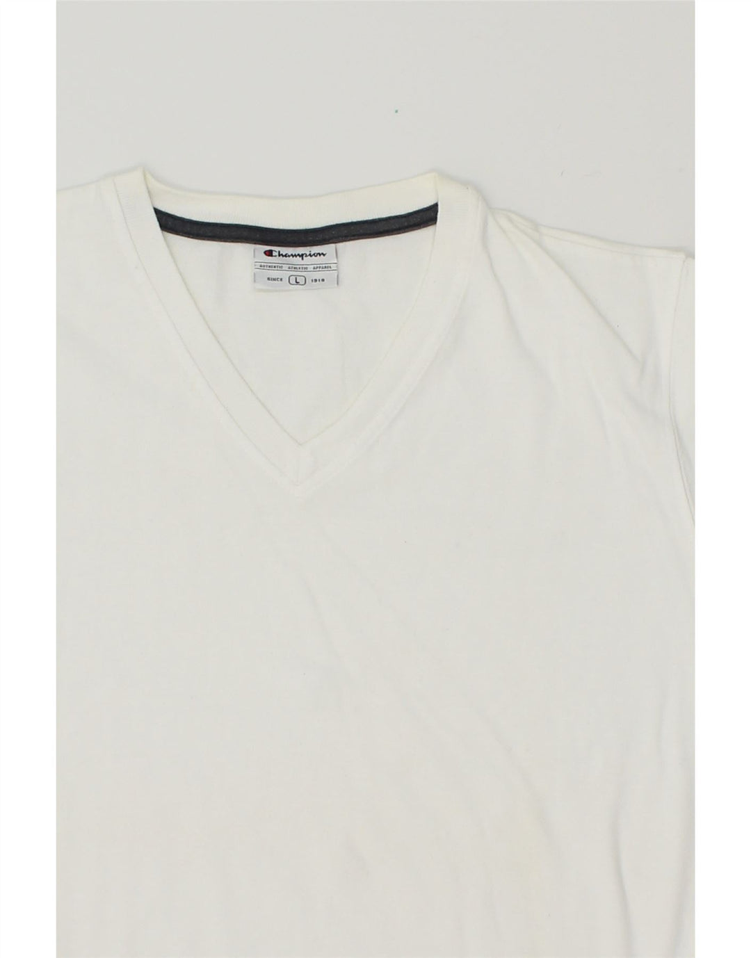 CHAMPION Womens T-Shirt Top UK 14 Large Off White Cotton Vintage Champion and Second-Hand Champion from Messina Hembry 