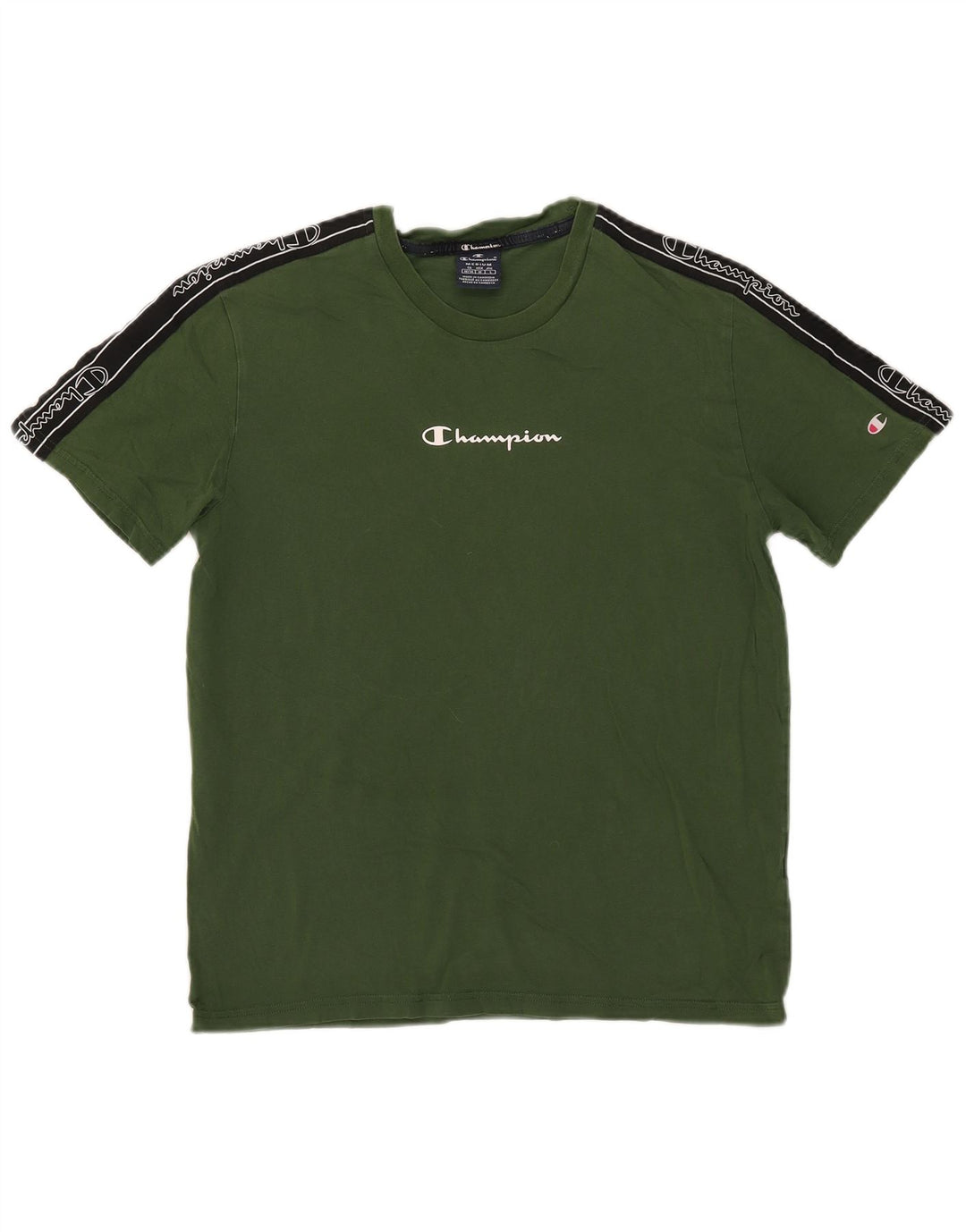 Camiseta gráfica masculina Champion Top médio verde colorblock