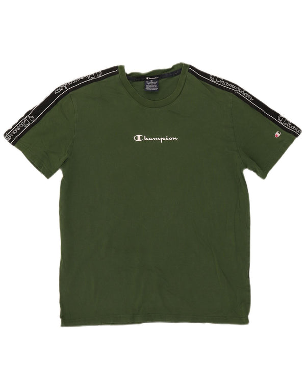 Camiseta gráfica masculina Champion Top médio verde colorblock