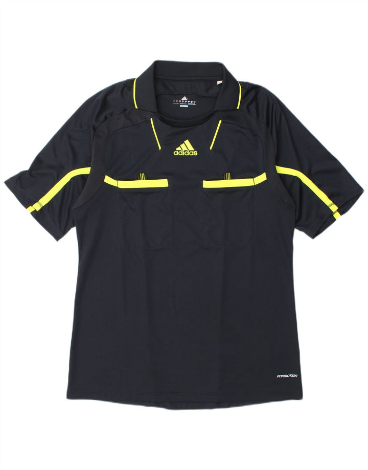 ADIDAS Mens Climacool Polo Shirt Grande Preto Colorblock Poliéster