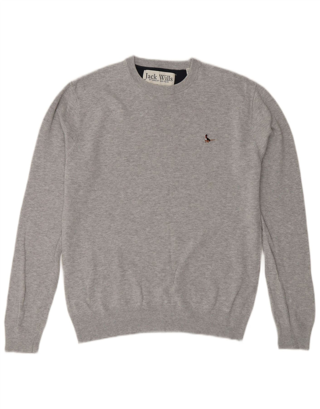 Suéter masculino Jack Wills com gola redonda e algodão cinza pequeno