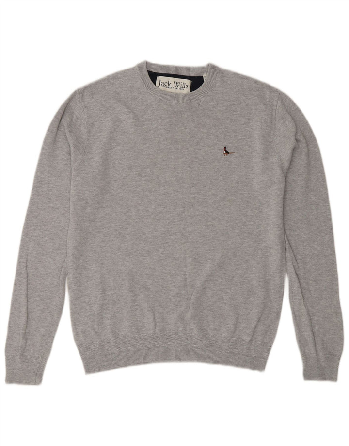 Suéter masculino Jack Wills com gola redonda e algodão cinza pequeno