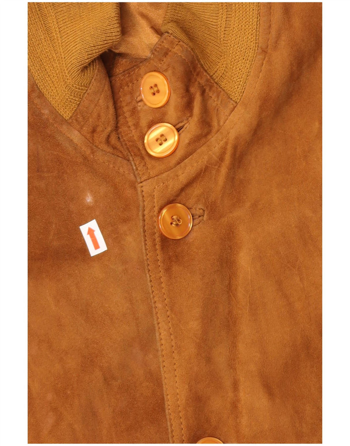 Jaqueta bomber masculina vintage de camurça IT 50 couro bege grande