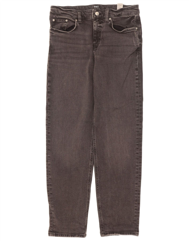 Calça jeans feminina Marks & Spencer Tapered UK 12 médio W30 L30 algodão cinza