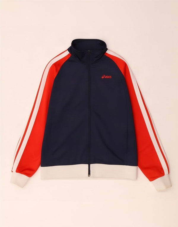 Asics Mens Tracksuit Top Jacket Médio Azul Marinho Colorblock