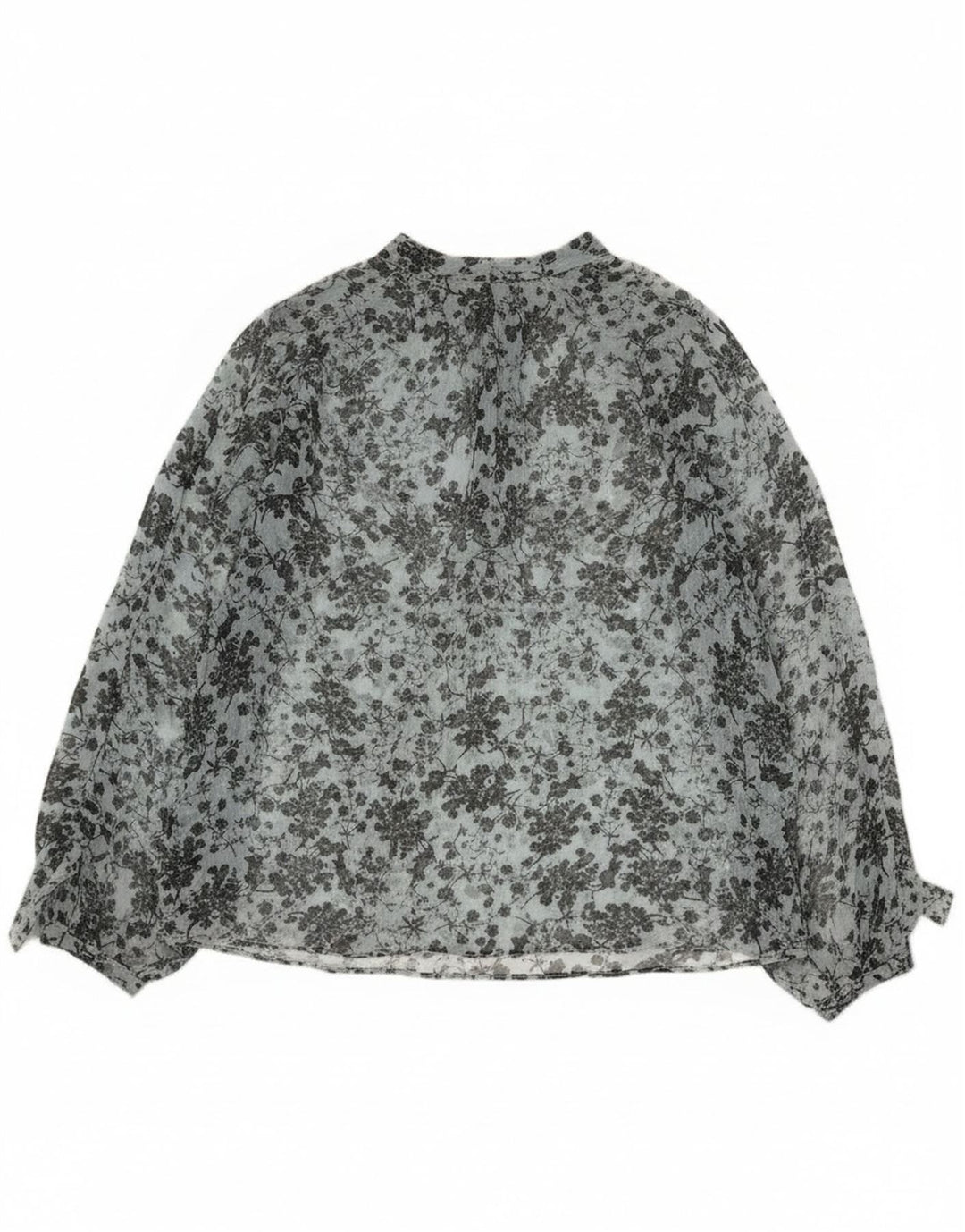 Blusa feminina transparente de manga comprida Zara Reino Unido 14 azul médio floral