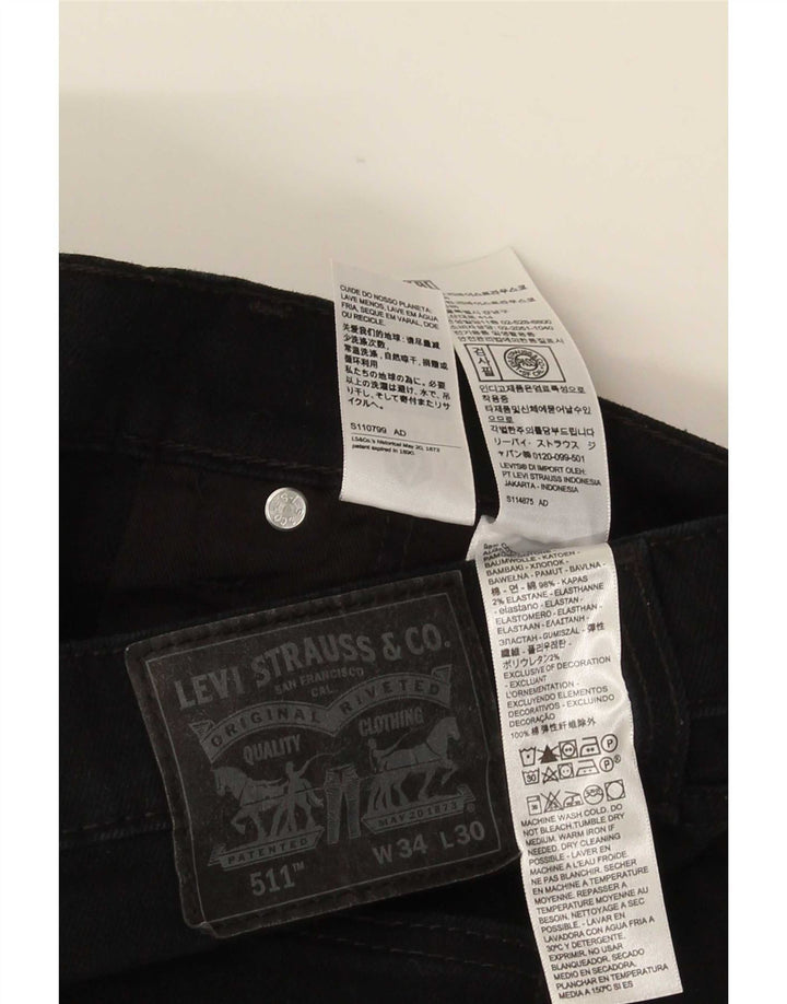 Jeans Levis 511 Slim Masculino W34 L30 Algodão Preto