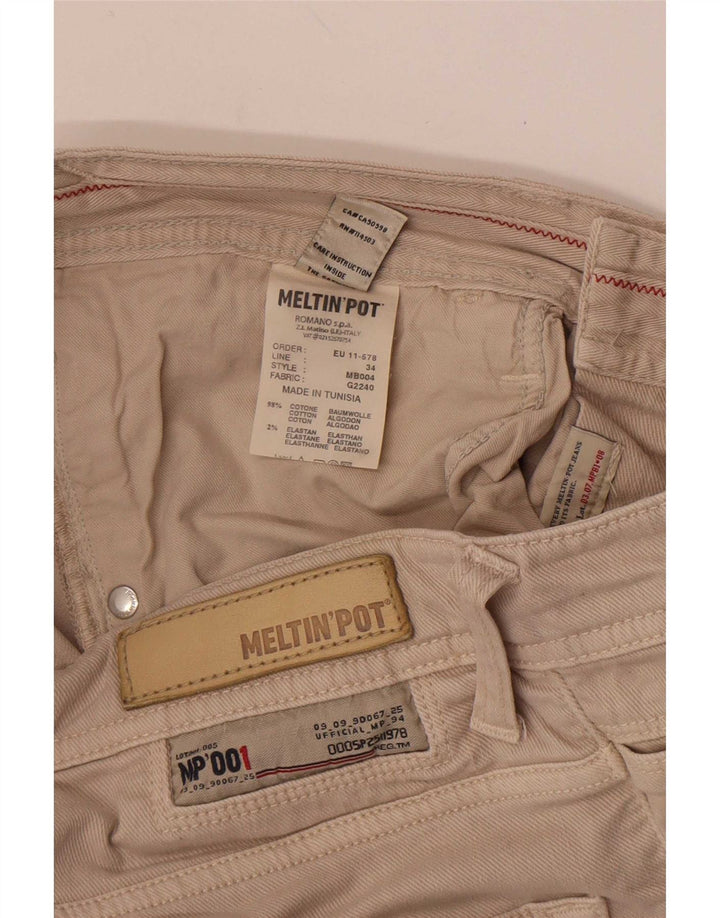 Meltin' Pot Shorts feminino casual W32 grande algodão bege
