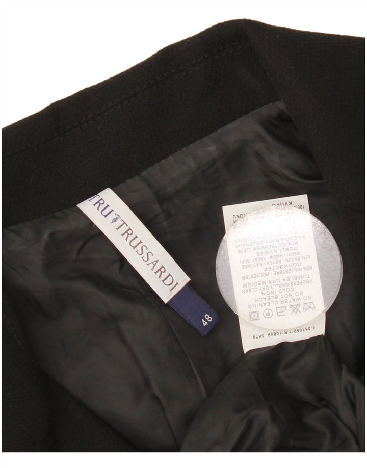 Jaqueta Blazer Feminina Trussardi com 3 Botões IT 48 XL Preto Poliéster