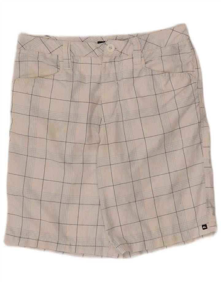 Shorts casuais gráficos masculinos QUIKSILVER W30 poliéster xadrez médio branco