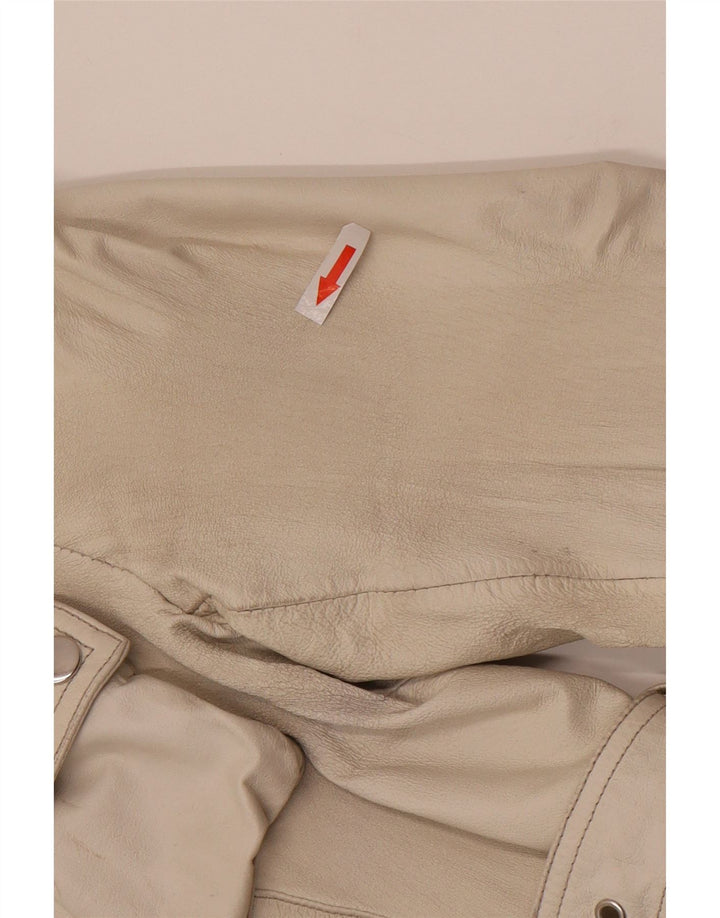 Jaqueta feminina vintage de couro Racer IT 46 grande couro branco