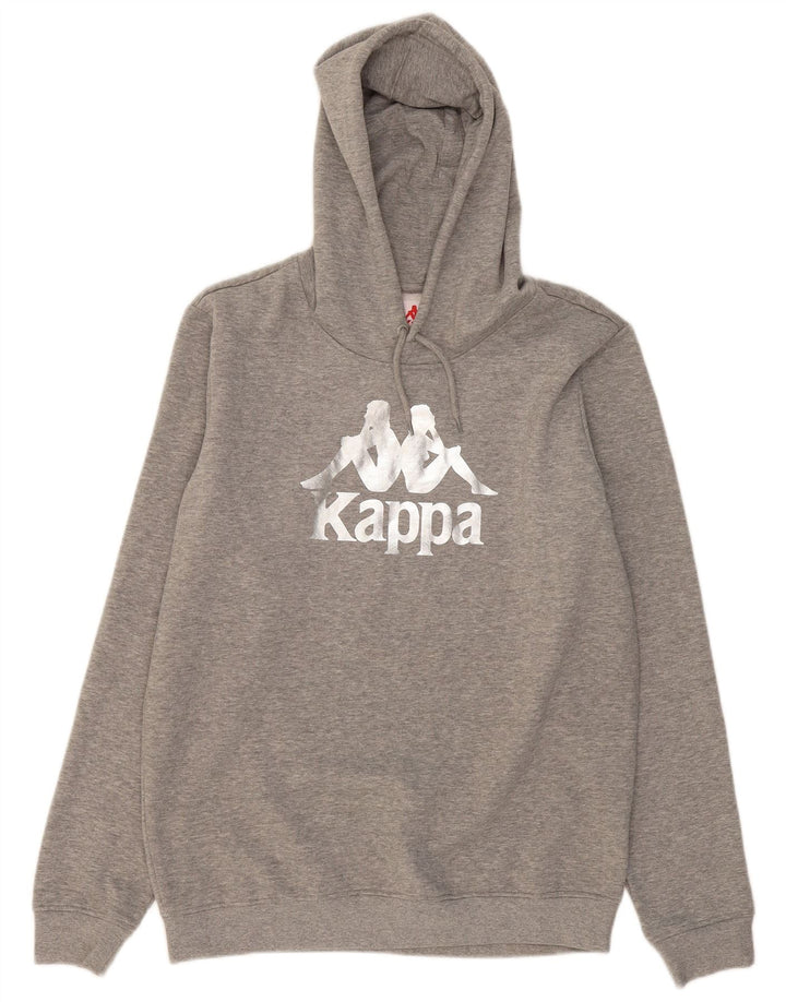 KAPPA Mens Graphic Hoodie Jumper XL Algodão Cinza