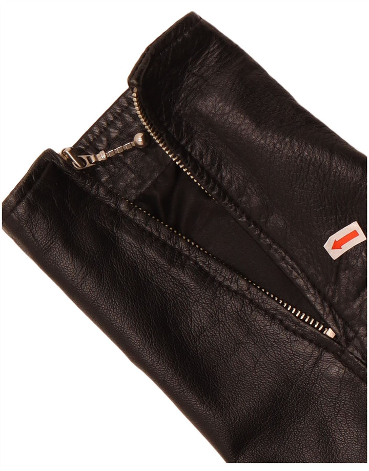 Jaqueta Bolero de couro feminina vintage Reino Unido 12 médio preto