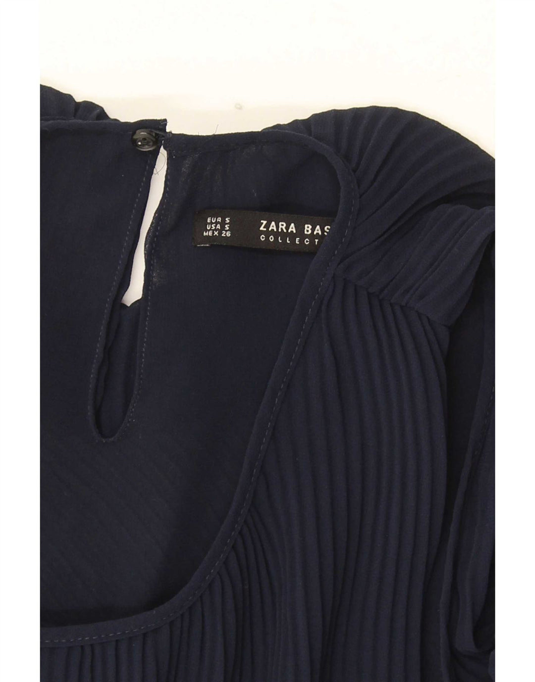Blusa feminina sem mangas Zara Top UK 10 pequeno azul marinho