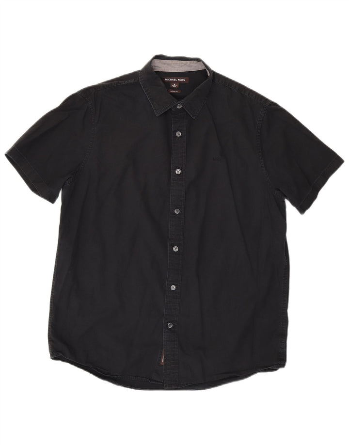 Camisa masculina de manga curta Michael Kors Classic Fit preta média