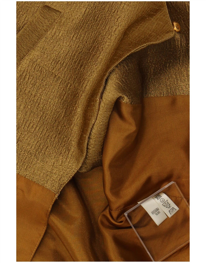 Colete feminino VINTAGE UK 14 poliéster floral cáqui médio