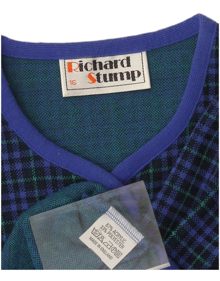 RICHARD STUMP Jaqueta blazer feminina de 5 botões Reino Unido 16 grande xadrez azul