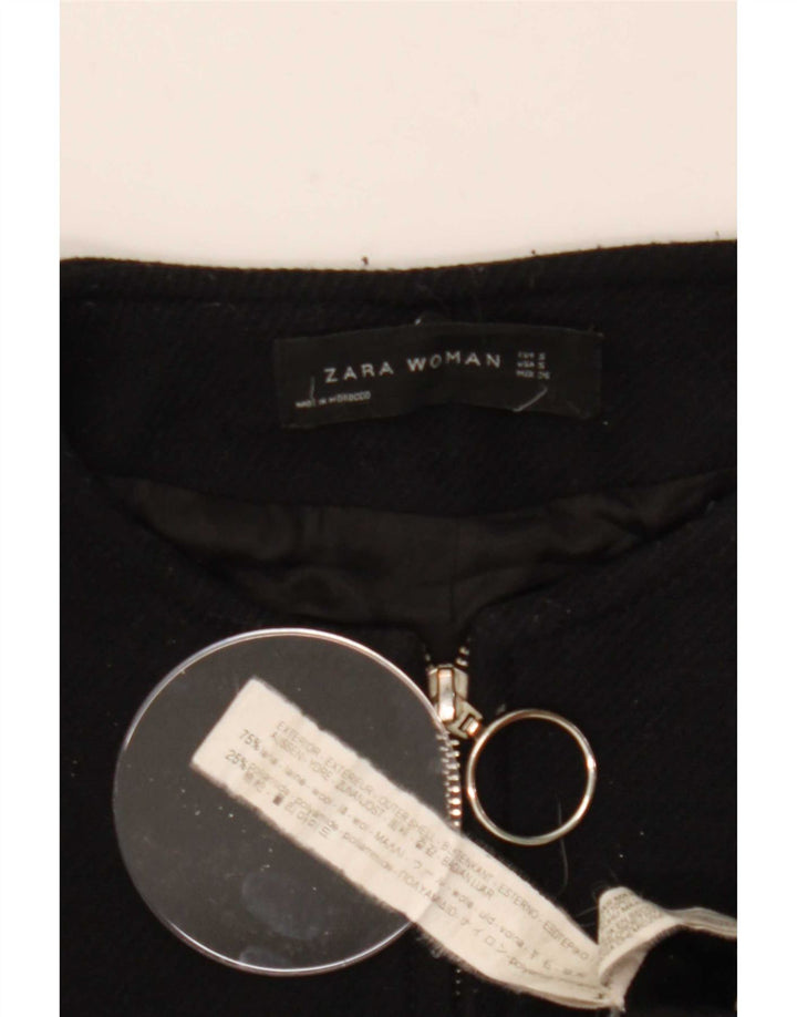 Sobretudo feminino Zara UK 10 pequeno lã preta