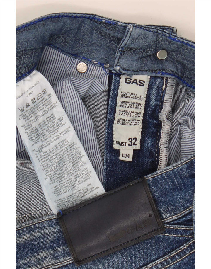 Gas Mens Slim Jeans W32 L34 Azul Algodão