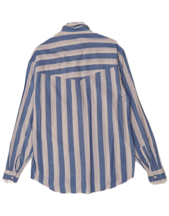 Camisa masculina vintage listrada azul média
