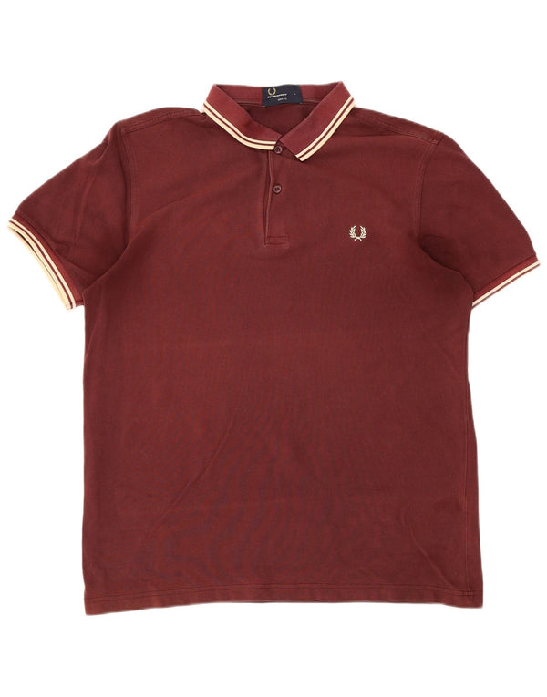 Fred Perry Camisa polo masculina slim fit grande listrada marrom