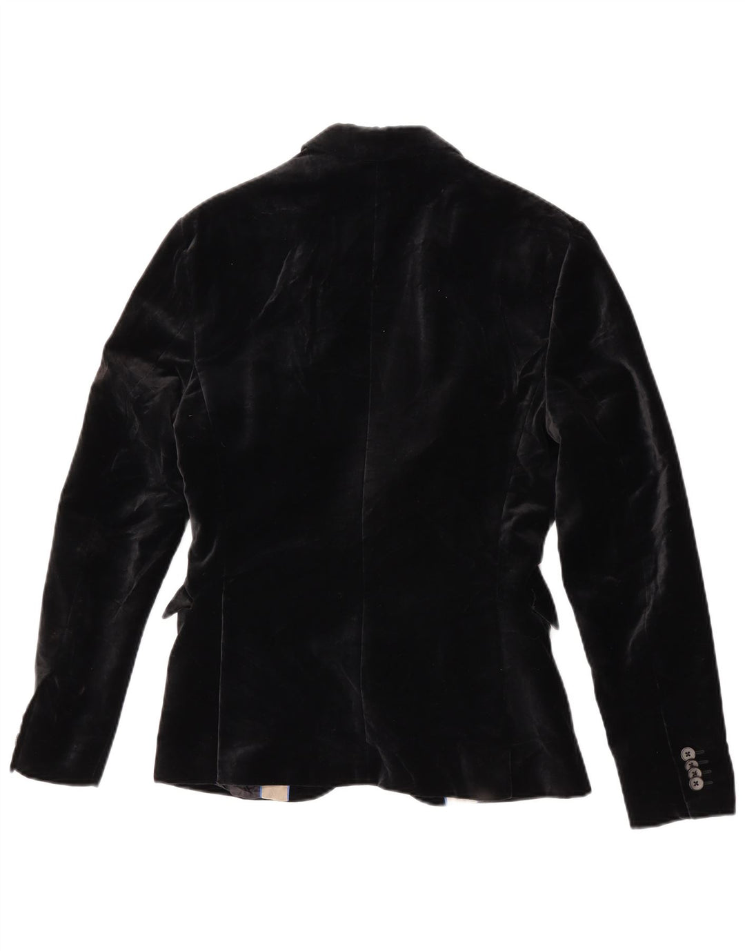 Jaqueta blazer masculina Zara com 2 botões de veludo UE 46 pequeno algodão preto