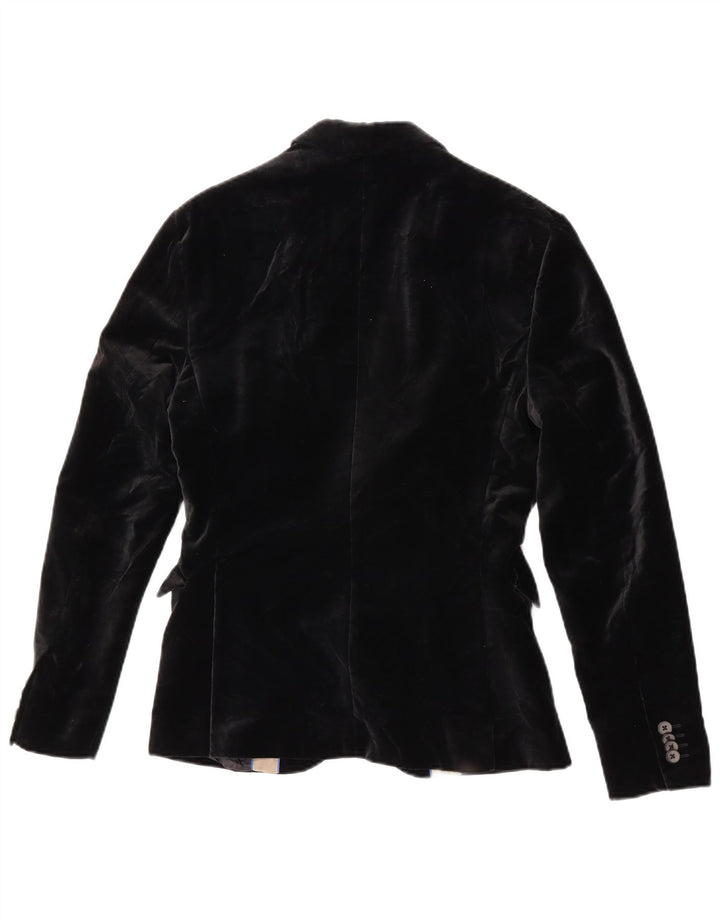 Jaqueta blazer masculina Zara com 2 botões de veludo UE 46 pequeno algodão preto