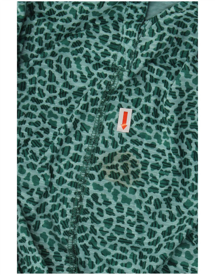 Blusa feminina de manga 3/4 L.L.BEAN UK 22 3XL verde animal estampado