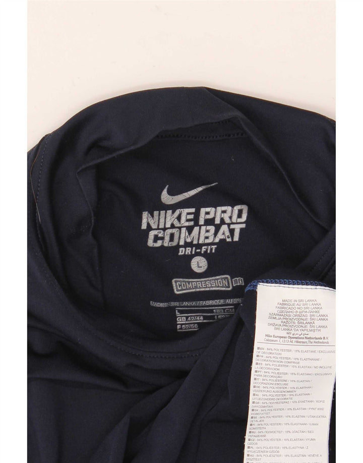 Nike Mens Dri Fit Top Manga Longa Reino Unido 42/44 Grande Azul Marinho Poliéster